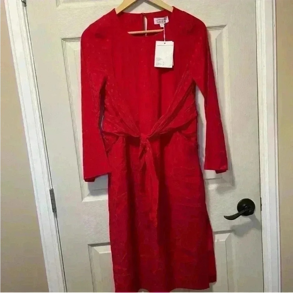 & Other Stories Red Front Tie Dress Sz 4